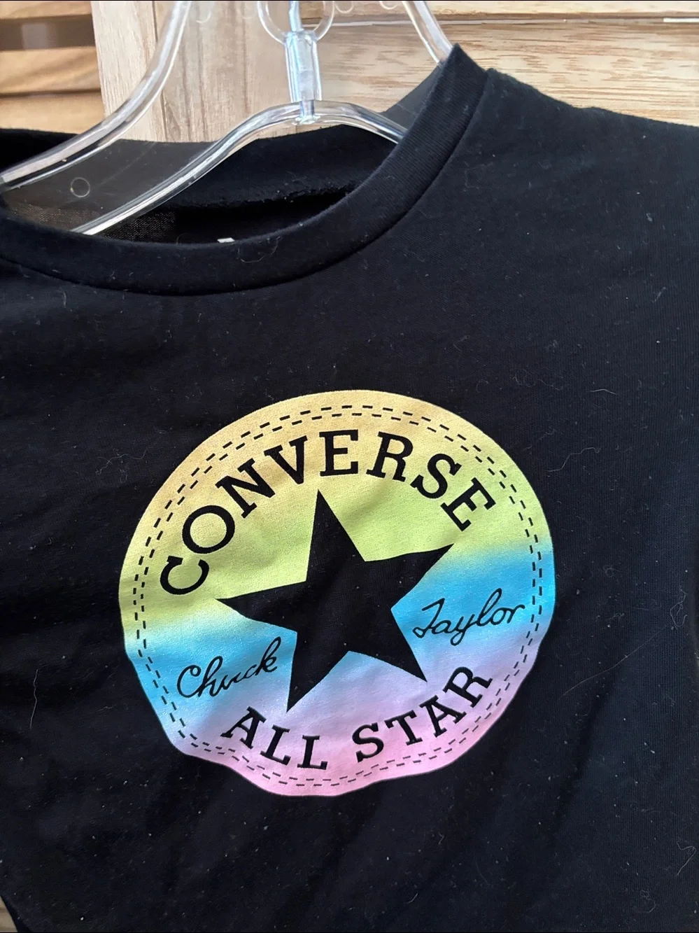 Converse Black Tee with Rainbow All Star Emblem 2T